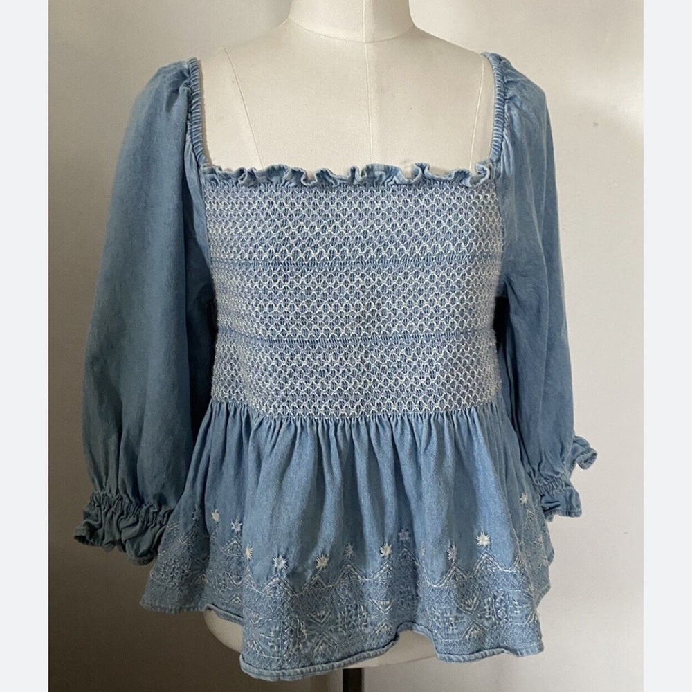 AMERICAN EAGLE DENIM COTTAGE CORE TOP